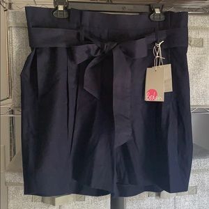 Boden navy blue paper bag style shorts